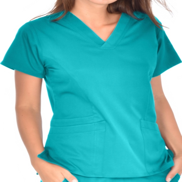 Mini Marilyn Teal 4 Way Stretch Scrub Top XS-XXL - Picture 3 of 6
